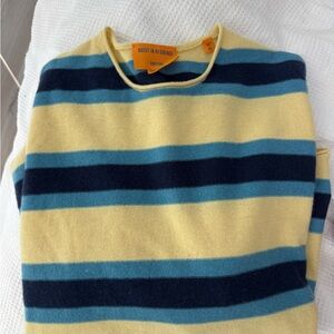 Guest in Residence Striped Crew Neck Sweater - Yellow and Blue
